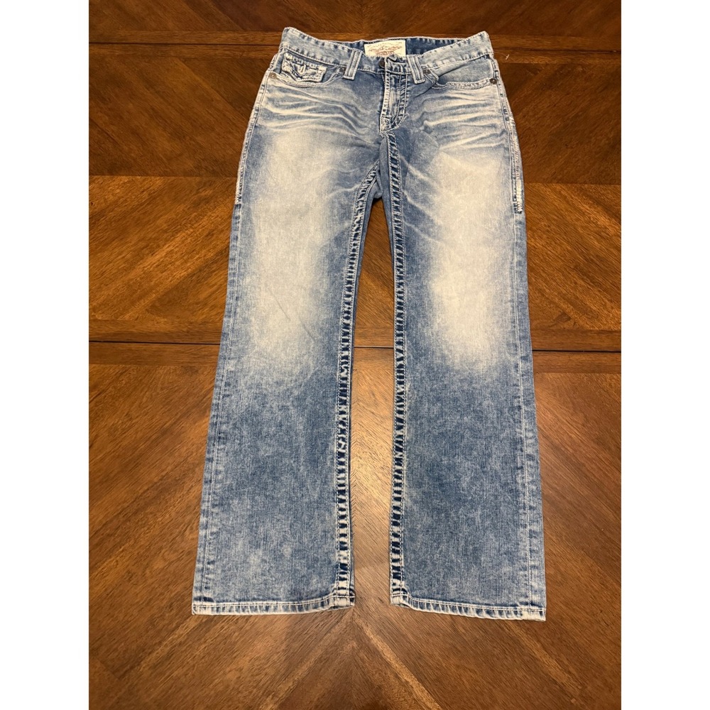 Big Star Union Vintage Collection Straight Leg Jeans Acid Wash Blue Mens 30S